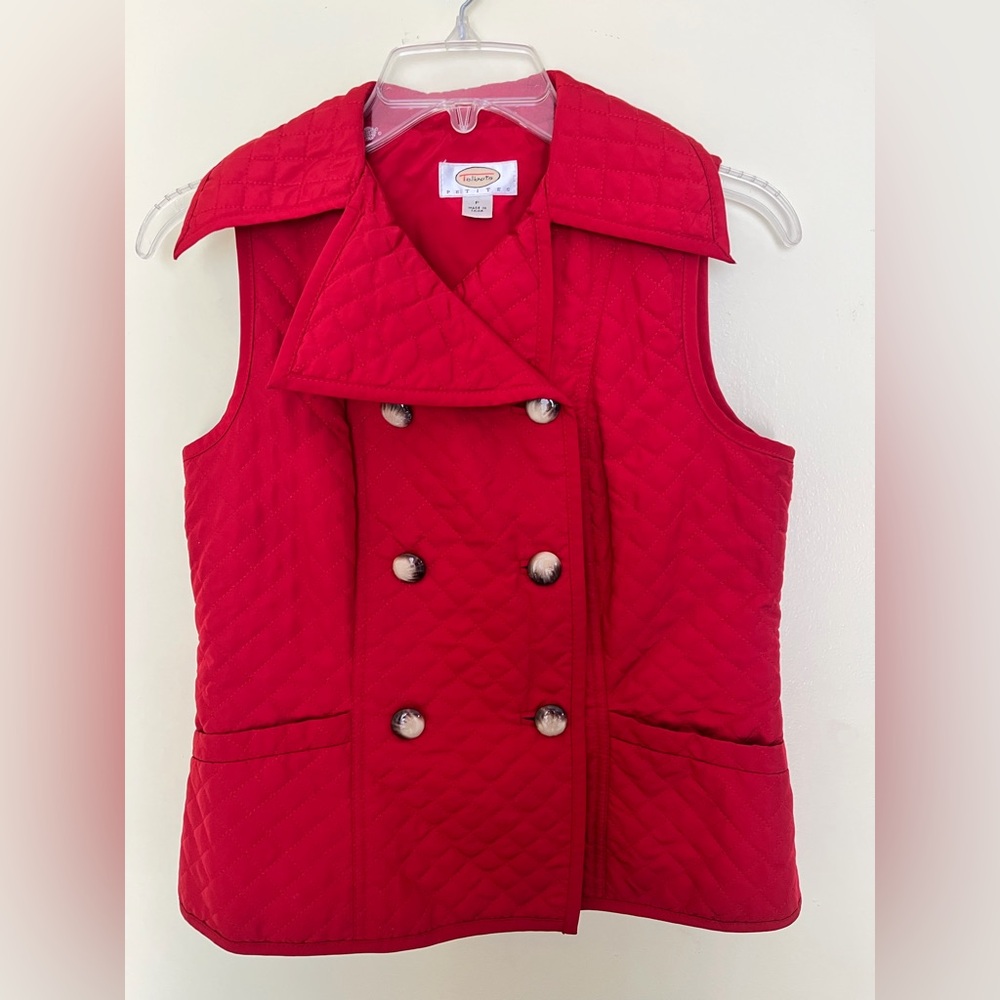 Talbots Red Quilted Double-Breasted Vest